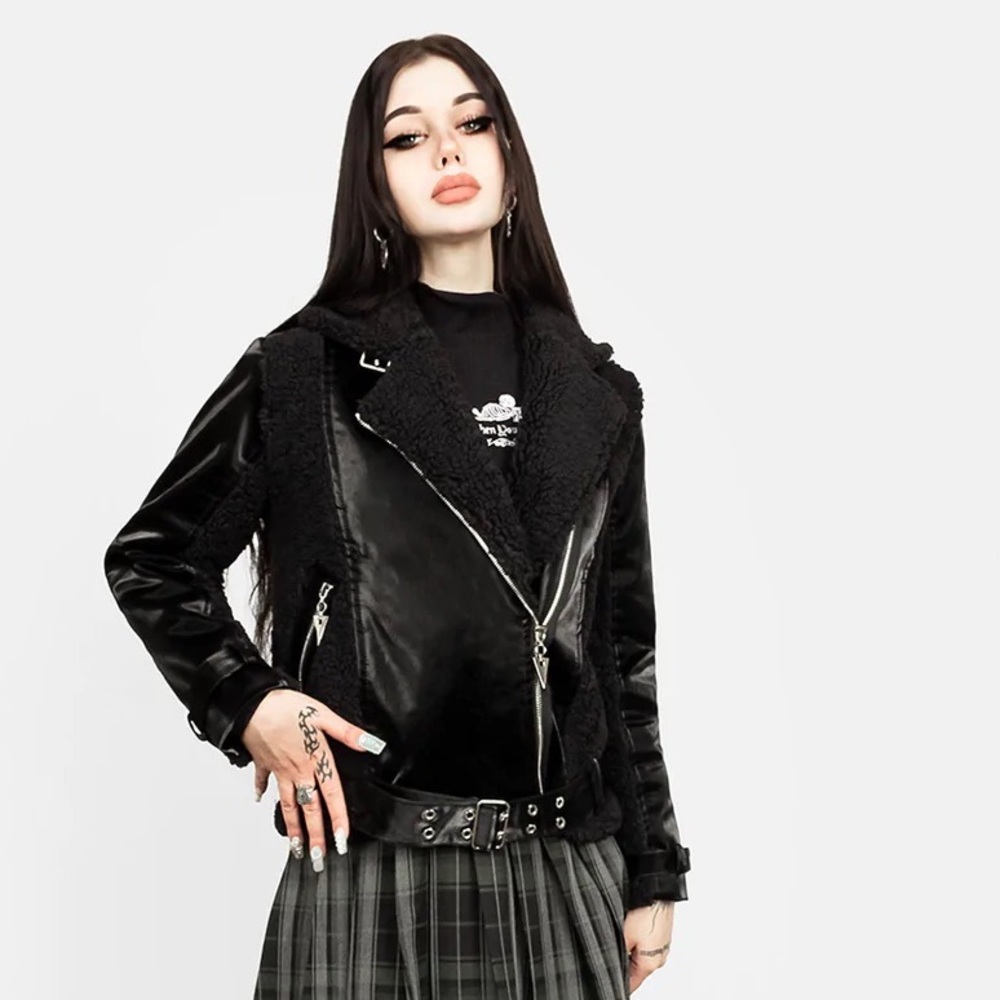 DISTURBIA MOTLEY OVERSIZED BIKER JACKET